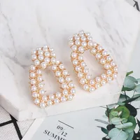 Geometric Earrings Pearl Alloy Diamond Earrings main image 4