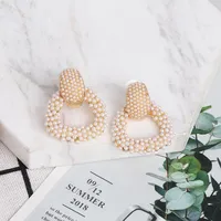 Geometric Earrings Pearl Alloy Diamond Earrings main image 5