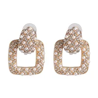 Geometric Earrings Pearl Alloy Diamond Earrings sku image 1