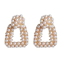 Geometric Earrings Pearl Alloy Diamond Earrings sku image 2