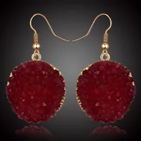 Womens Round Plastic  Resin Imitation Natural Stone Round  Earrings Go190430120011 main image 3