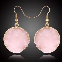 Womens Round Plastic  Resin Imitation Natural Stone Round  Earrings Go190430120011 main image 7