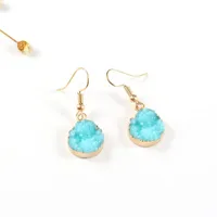 Womens Round Plastic  Resin Imitation Natural Stone Round  Earrings Go190430120011 main image 9