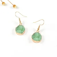 Womens Round Plastic  Resin Imitation Natural Stone Round  Earrings Go190430120011 sku image 4