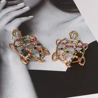 Womens Turtle Retro Openwork Rhinestone Tortoise Alloy Earrings Nhjj121622 main image 3