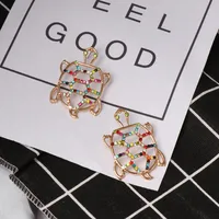 Womens Turtle Retro Openwork Rhinestone Tortoise Alloy Earrings Nhjj121622 main image 5
