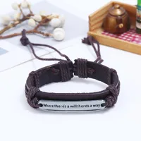 Unisex Geometric Leather English Letter Weaving  Bracelets &amp; Bangles Nhpk120782 main image 5