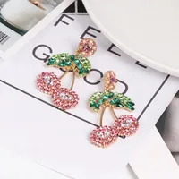 Womens Cherry Rhinestone Alloy Earrings Nhjj126368 main image 2