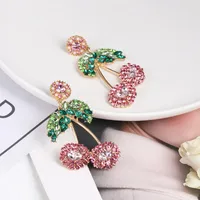 Womens Cherry Rhinestone Alloy Earrings Nhjj126368 main image 3