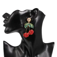 Womens Cherry Rhinestone Alloy Earrings Nhjj126368 main image 5