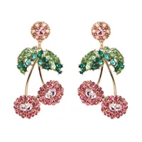 Womens Cherry Rhinestone Alloy Earrings Nhjj126368 main image 6