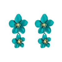 Fashion Double Flower Earrings Nhln143521 main image 6