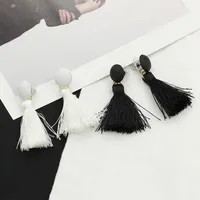 New Button Black And White Tassel Earrings Nhdp145166 main image 1