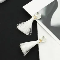 New Button Black And White Tassel Earrings Nhdp145166 main image 2