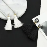New Button Black And White Tassel Earrings Nhdp145166 main image 3