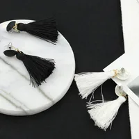 New Button Black And White Tassel Earrings Nhdp145166 main image 4