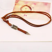 An Arrow Wearing A Vintage Top Layer Cowhide Necklace Nhpk145673 main image 2