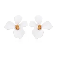 Womens Floral Paint Alloy Earrings Nhln148182 sku image 1