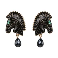Fashion Horse Stoving Varnish Alloy Artificial Gemstones Earrings Ear Studs main image 3