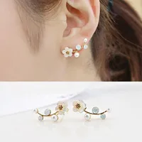Flower Plating Alloy Artificial Gemstones Earrings main image 2