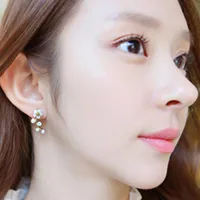 Flower Plating Alloy Artificial Gemstones Earrings main image 4