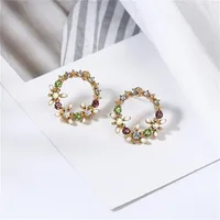 Garland Drip Circle Flower Stud Earrings Nhpf151874 main image 5