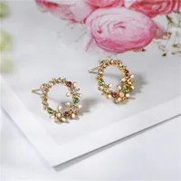 Garland Drip Circle Flower Stud Earrings Nhpf151874 main image 4