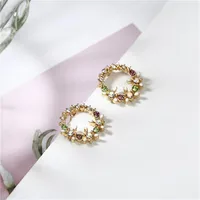 Garland Drip Circle Flower Stud Earrings Nhpf151874 main image 3
