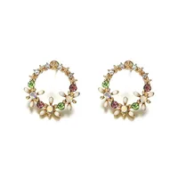 Garland Drip Circle Flower Stud Earrings Nhpf151874 main image 2