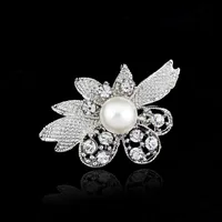 Stylish Clear Rhinestone Flower Brooch Nhdr152156 main image 1