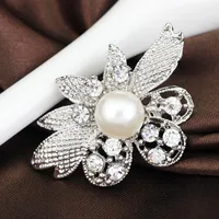 Stylish Clear Rhinestone Flower Brooch Nhdr152156 main image 2