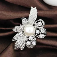 Stylish Clear Rhinestone Flower Brooch Nhdr152156 main image 3