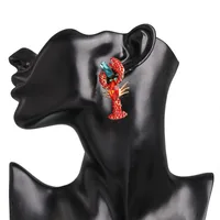 Fashion Lobster Diamond Alloy Acrylic Earrings Ear Studs main image 5