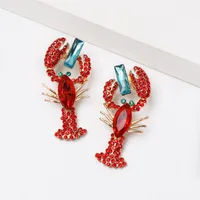 Fashion Lobster Diamond Alloy Acrylic Earrings Ear Studs main image 3