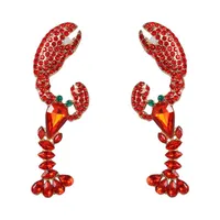 Fashion Lobster Diamond Alloy Acrylic Earrings Ear Studs main image 6