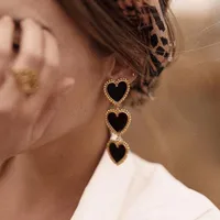 Vintage Alloy Drop Oil Love Long Earrings Nhhn155512 main image 3