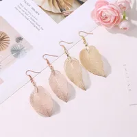 Stylish Temperament Long Openwork Leaves Earrings Nhdp149414 main image 2