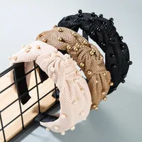 Fashion Pearl Velvet Bow Headband Nhln149542 main image 1