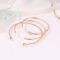 Fashion Twist Leaf Three-piece Geometric Open Bracelet Nhdp150014 main image 2