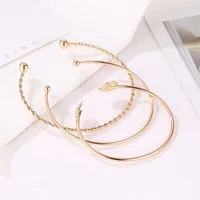 Fashion Twist Leaf Three-piece Geometric Open Bracelet Nhdp150014 main image 4