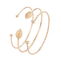 Fashion Twist Leaf Three-piece Geometric Open Bracelet Nhdp150014 sku image 1
