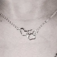 Pet Feet Dog Paw Peach Heart Pendant Necklace Cat Paw Love Necklace Wholesale main image 2