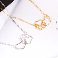 Pet Feet Dog Paw Peach Heart Pendant Necklace Cat Paw Love Necklace Wholesale main image 4