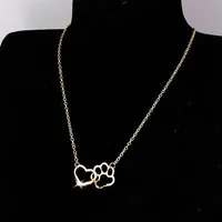 Pet Feet Dog Paw Peach Heart Pendant Necklace Cat Paw Love Necklace Wholesale main image 5