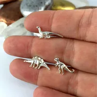Earrings Gold Plated Silver Dinosaur Little Monster Earrings Wholesale main image 2