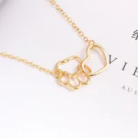 Pet Feet Dog Paw Peach Heart Pendant Necklace Cat Paw Love Necklace Wholesale sku image 1