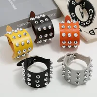 Exaggerated Men's Imitation Leather Bracelet Punk Non-mainstream Three-row Spiked  Bracelet Jewelry main image 2