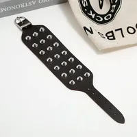 Exaggerated Men's Imitation Leather Bracelet Punk Non-mainstream Three-row Spiked  Bracelet Jewelry main image 3