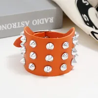 Exaggerated Men's Imitation Leather Bracelet Punk Non-mainstream Three-row Spiked  Bracelet Jewelry main image 4