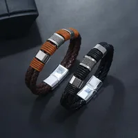 Fashion Geometric Pu Leather No Inlaid Unisex Bracelets main image 3
